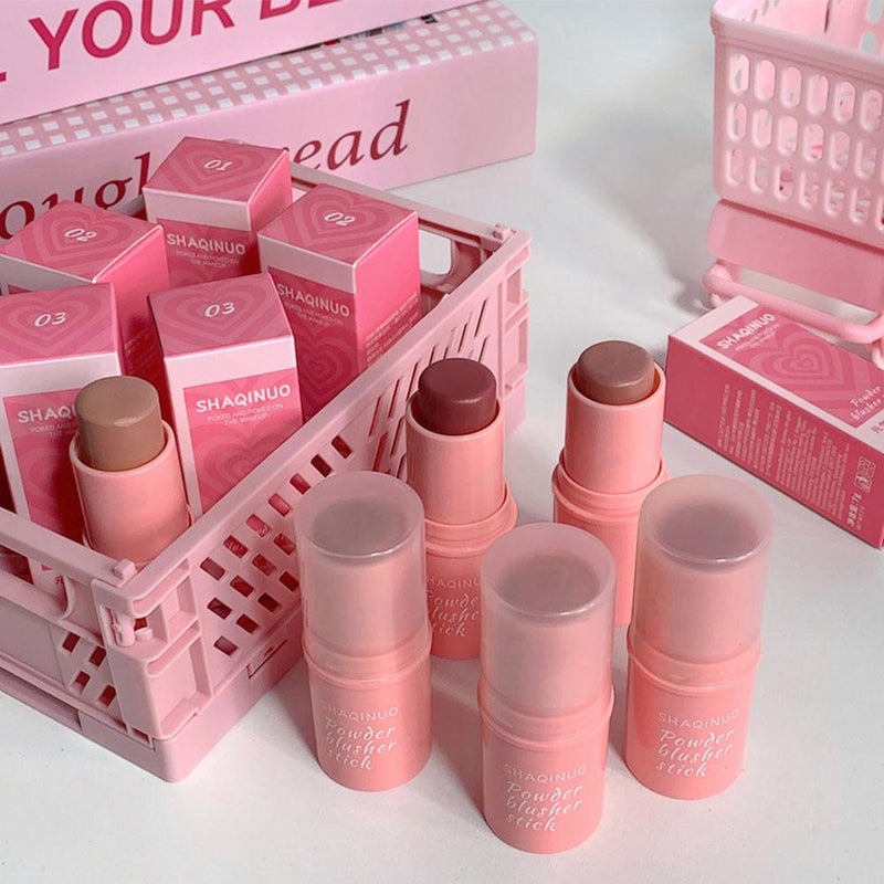 Matte Blush Cream Stick Waterproof 2-in-1 Multi-Use Makeup Stick for Cheeks & Eyes, Lightweight Long-Lasting Formula for Natural Blush Eyeshadow Make up - Image 3